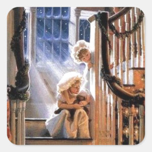 Sticker Carré En Attente De Père Noël