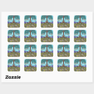 STICKER CARRÉ EN BAS DU TROU DE RABBIT, CARROT WILLOE TREE FOLK 