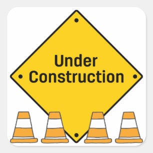 Sticker Carré En construction avec des cônes