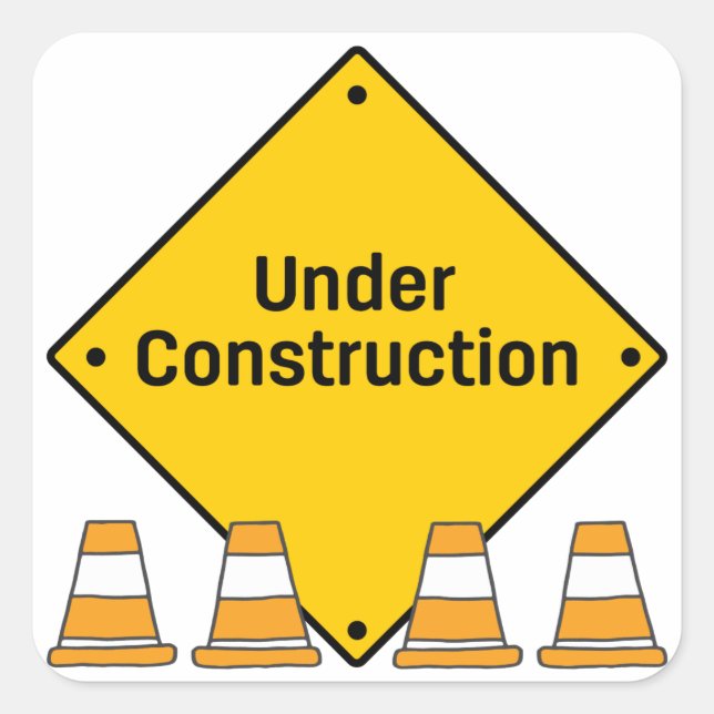 Sticker Carré En construction avec des cônes (Devant)