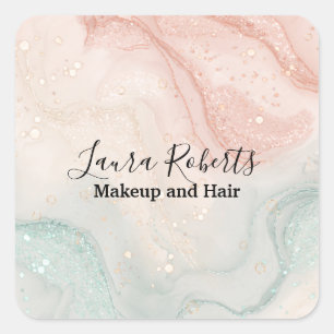 Sticker Carré en marbre rose Parties scintillant l