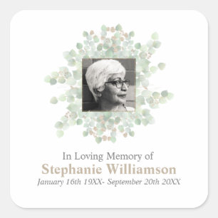 Sticker Carré En mémoire d'amour funéraire mémorial Eucalyptus