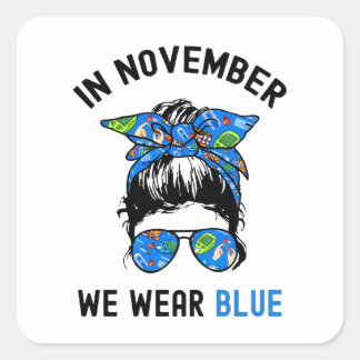 Sticker Carré En Novembre, Nous Portons Bleu, La Journée Mondial