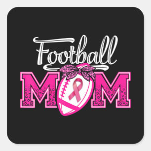 Sticker Carré En Octobre Nous Portons Pink Football Maman Cancer