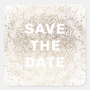 Sticker Carré En relief Huile d'or blanc à neige élégant