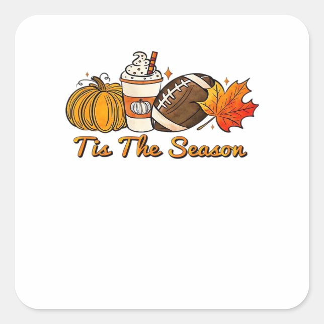 Sticker Carré En Saison Thanksgiving Leaf Spice Football Fa (Devant)