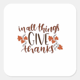 Sticker Carré En Tout, Remerciez le Citrouille de Thanksgiving