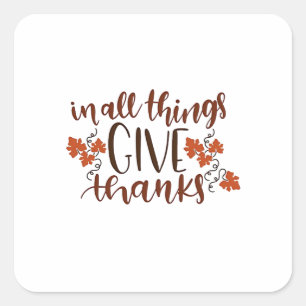 Sticker Carré En Tout, Remerciez le Citrouille de Thanksgiving