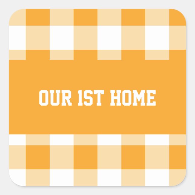 Sticker Carré en vichy Motif Notre 1ère maison (Devant)