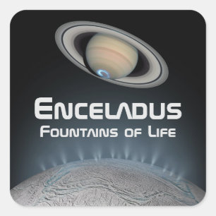 Sticker Carré Encelade Saturn Moon Fontaines de vie Carré Sti