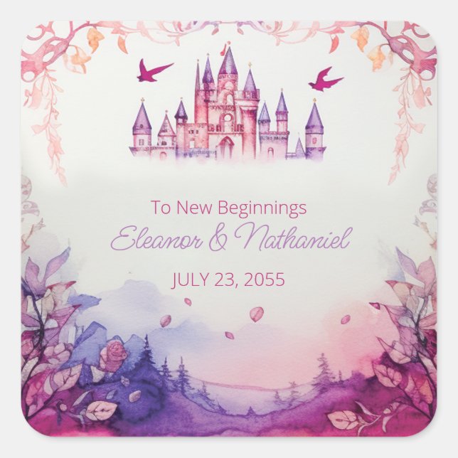 Sticker Carré Enchanter Lavender Renaissance Castle Mariage (Devant)