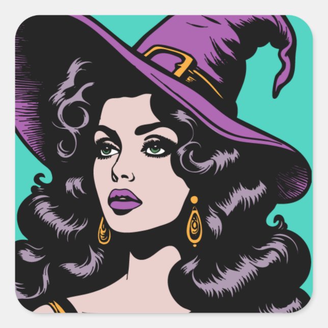 Sticker Carré Enchanter sorcière Vintage (Devant)