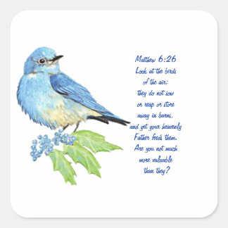 Sticker Carré Encourager l'écriture biblique Matthew Bluebird