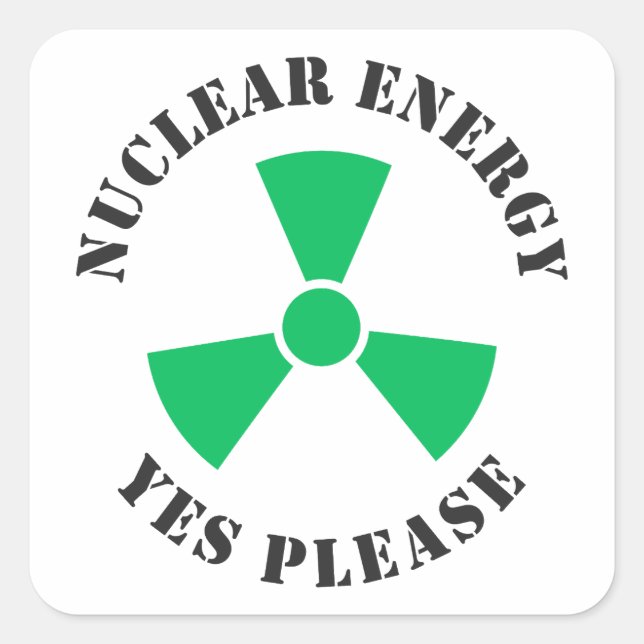 Sticker Carré Énergie nucléaire, oui, s'il vous plaît, énergie n (Devant)