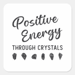 Sticker Carré Energie Positive Crystal À Travers Crystals Healer