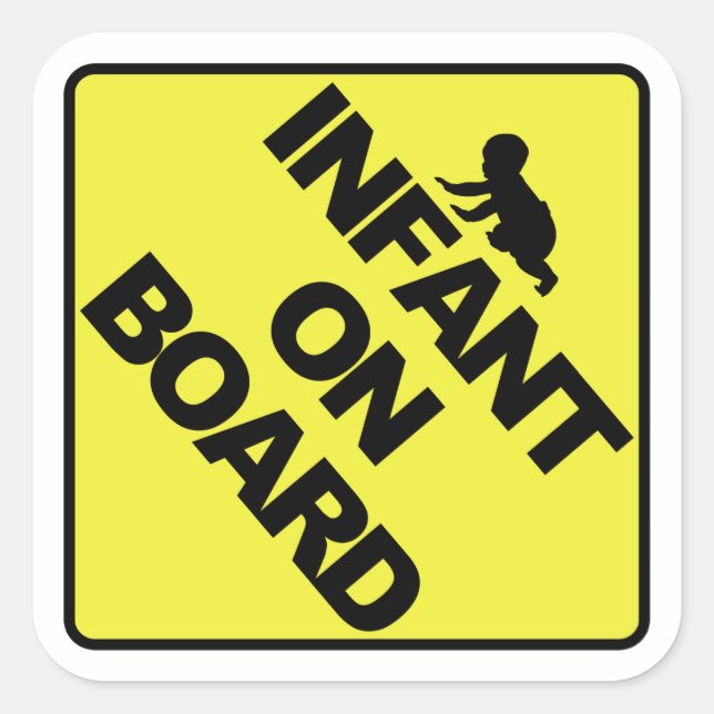 Sticker Carré Enfant à bord (Devant)