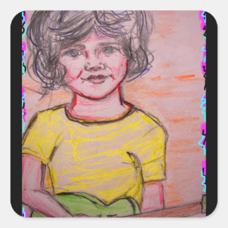 Sticker Carré enfant jouant jouet guitare électrique