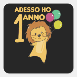 Sticker Carré Enfants 1er Anniversaire Lion 1 An