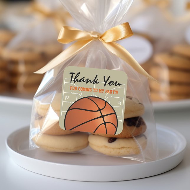 Sticker Carré Enfants Basketball fête d'anniversaire (Créateur téléchargé)