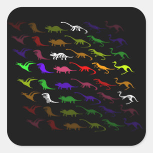 Sticker Carré Enfants cool arc-en-ciel coloré mignon dinosaure