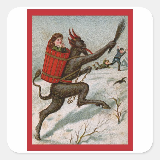 Sticker Carré Enfants coquins - Vintage Krampus (Devant)