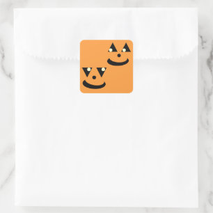 Sticker Carré Enfants Drôle Halloween Citrouilles visages