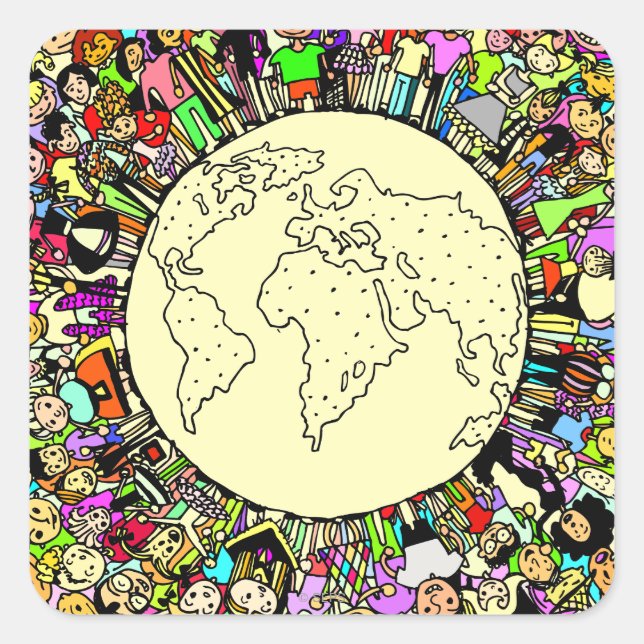Sticker Carré Enfants du monde (Devant)