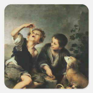 Sticker Carré Enfants mangeant un tarte, 1670-75