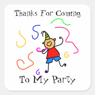 Sticker Carré Enfants mignons Personnalisé Anniversaire Fête Fav