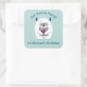 Sticker Carré Enfants mignons Yeti Anniversaire