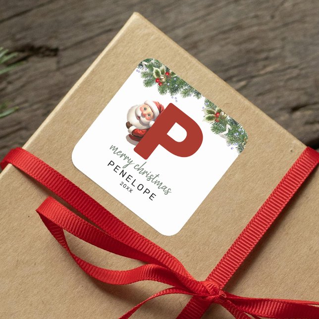 Sticker Carré Enfants Monogramme Noël (Créateur téléchargé)