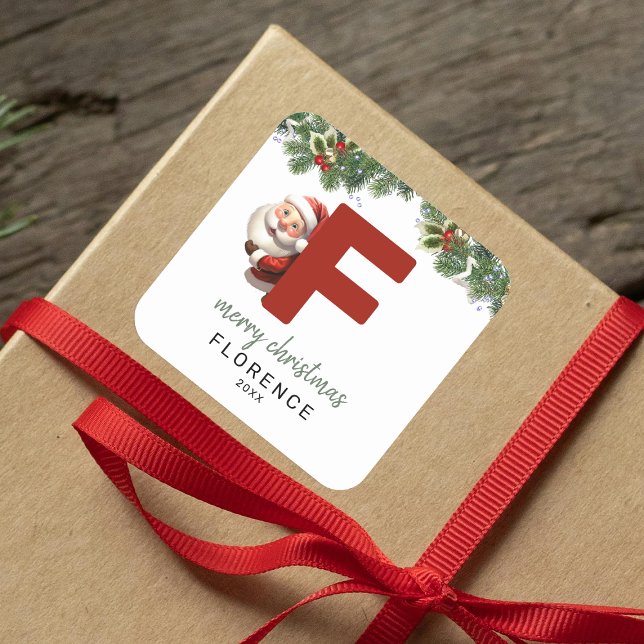 Sticker Carré Enfants Monogramme Noël (Créateur téléchargé)