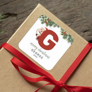 Sticker Carré Enfants Monogramme Noël