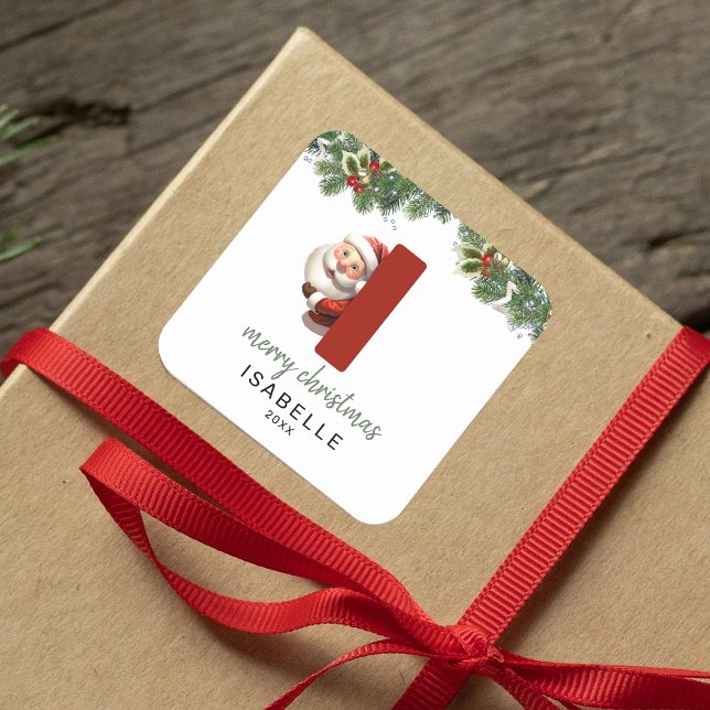 Sticker Carré Enfants Monogramme Noël (Créateur téléchargé)