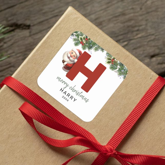 Sticker Carré Enfants Monogramme Noël (Créateur téléchargé)