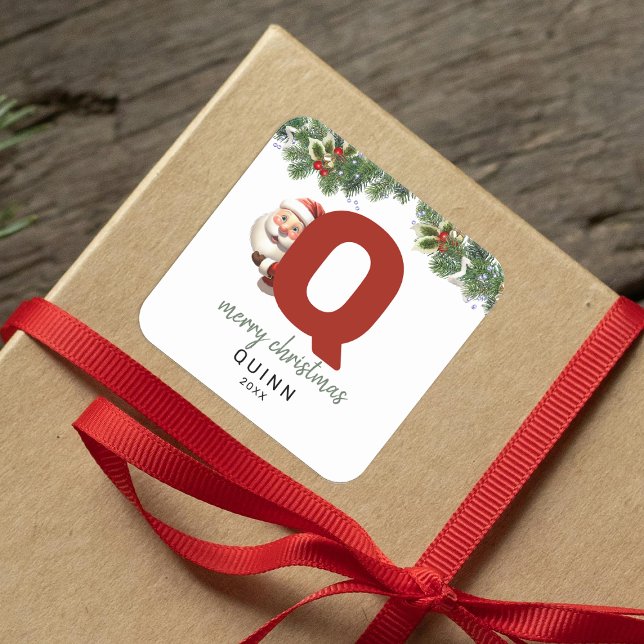 Sticker Carré Enfants Monogramme Noël (Créateur téléchargé)