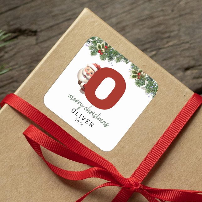 Sticker Carré Enfants Monogramme Noël (Créateur téléchargé)