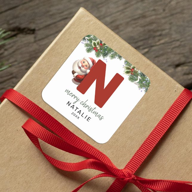 Sticker Carré Enfants Monogramme Noël (Créateur téléchargé)