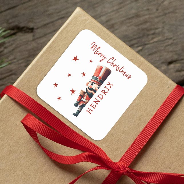 Sticker Carré Enfants Noisette personnalisée Noël (Créateur téléchargé)