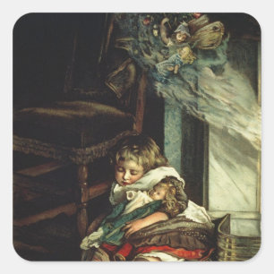 Sticker Carré Enfants rêvant des jouets