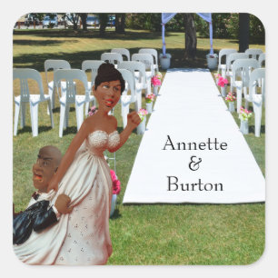Sticker Carré Enfin Mariage Funny Black Couple