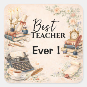Sticker Carré English Teacher Thank You Gift End of School Year