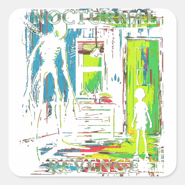 Sticker Carré Enlèvement d'Aliens de la vengeance nocturne (Devant)