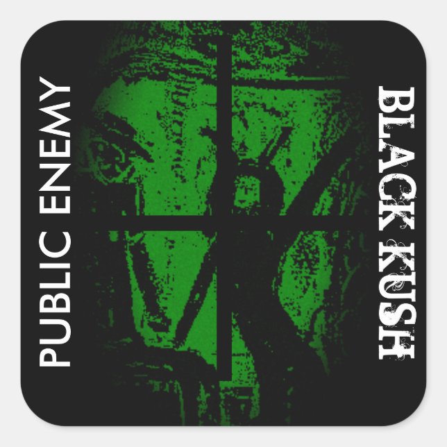 STICKER CARRÉ ENNEMI PUBLIC BLACK KUSH (Devant)