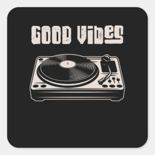Sticker Carré Enregistrement DJ Vinyl Tourne-disque