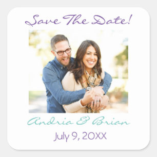 Sticker Carré Enregistrer La Date, do-it-yourself Photo & Noms T