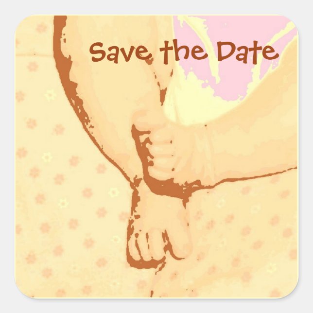 Sticker Carré Enregistrer la date/le nouveau bébé (Devant)