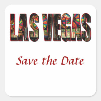Sticker Carré Enregistrer la date Mariage Las Vegas