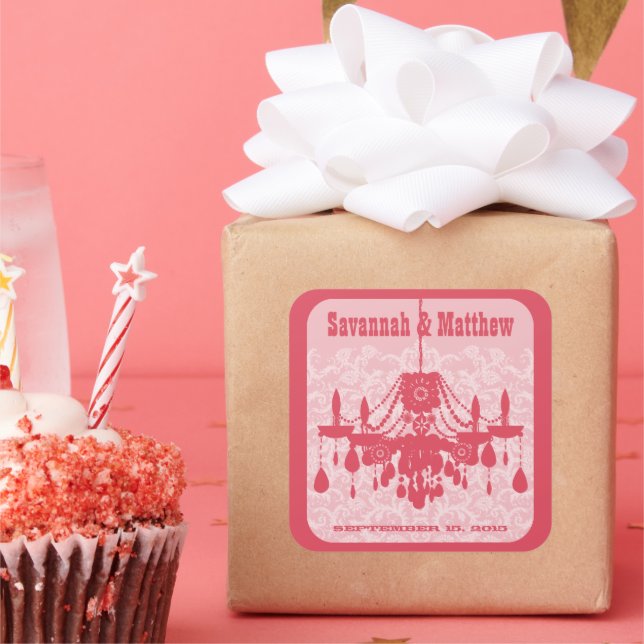 Sticker Carré Enregistrer l'autocollant Mariage Fontier du lustr (Fête)