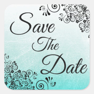 Sticker Carré Enregistrer l'autocollant Mariage texturé Turquois